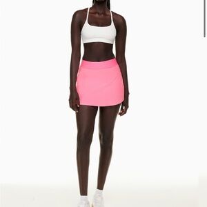 White Sports Bra and Pink Skirt Set